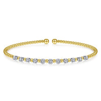 14K White - Yellow Gold Bujukan Diamond Split Bangle - Everett Jewelry