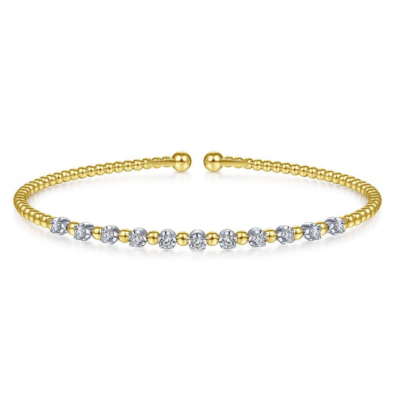 14K White - Yellow Gold Bujukan Diamond Split Bangle - Everett Jewelry