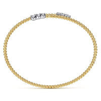 14K White - Yellow Gold Bujukan Graduating Diamond Bypass Bangle - Everett Jewelry