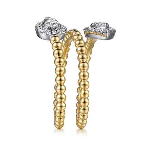 14K White - Yellow Gold Bujukan Wrap Ring with Teardrop Diamonds - Everett Jewelry