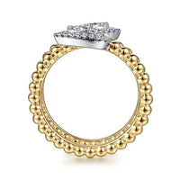 14K White - Yellow Gold Bujukan Wrap Ring with Teardrop Diamonds - Everett Jewelry