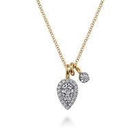 14K White Yellow Gold Double Diamond Pendant Necklace - Everett Jewelry