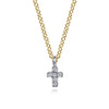 14K Yellow and White Gold Diamond Cross Pendant Necklace - Everett Jewelry