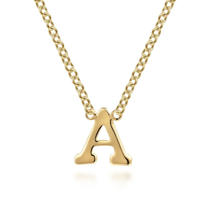 14K Yellow Gold A Initial Necklace - Everett Jewelry