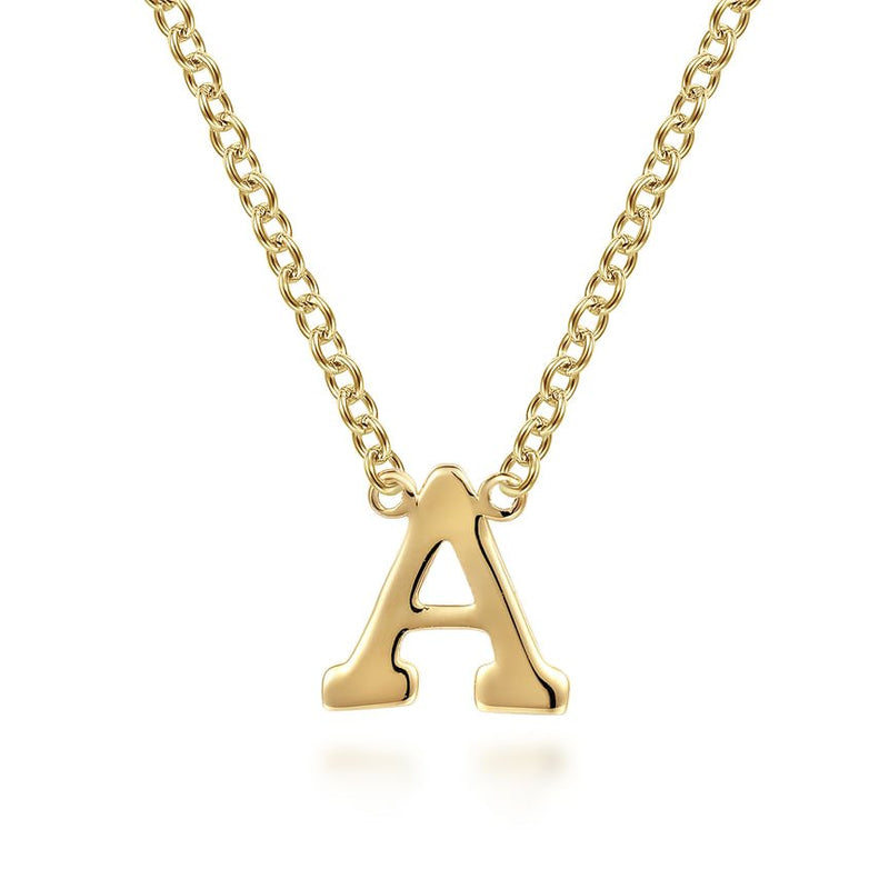 14K Yellow Gold A Initial Necklace - Everett Jewelry
