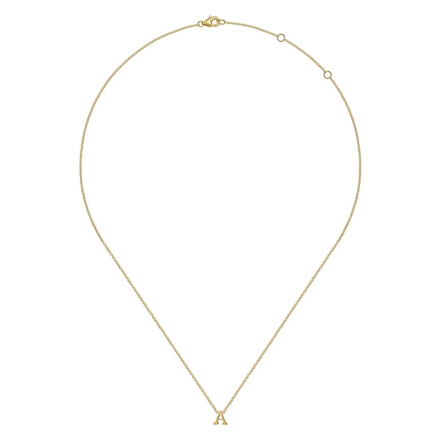 14K Yellow Gold A Initial Necklace - Everett Jewelry
