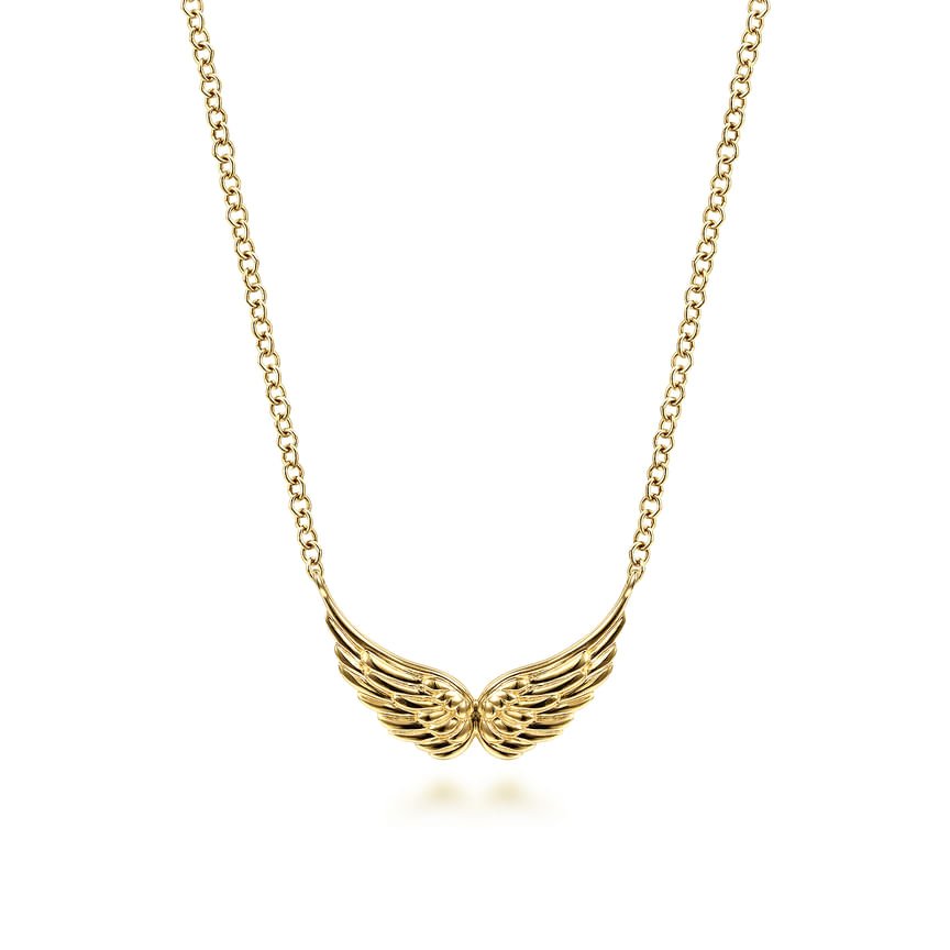 14K Yellow Gold Angel Wings Necklace - Everett Jewelry