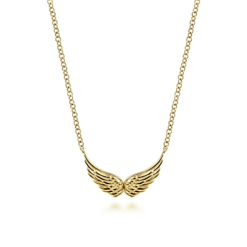 14K Yellow Gold Angel Wings Necklace - Everett Jewelry
