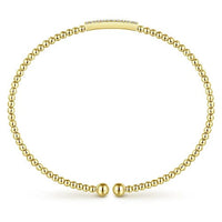 14K Yellow Gold Bujukan Bead Bangle with Diamonds - Everett Jewelry