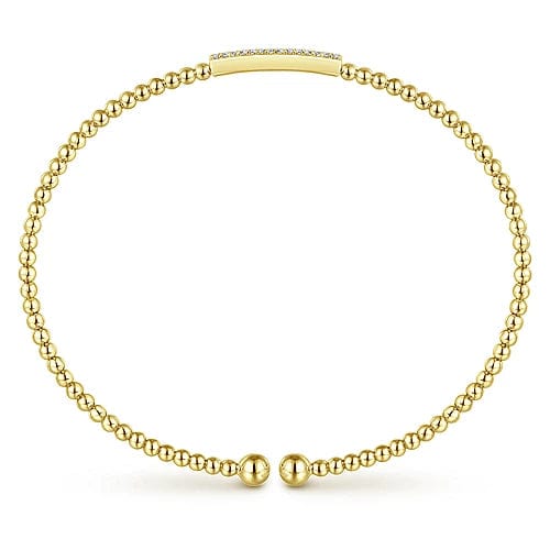 14K Yellow Gold Bujukan Bead Bangle with Diamonds - Everett Jewelry