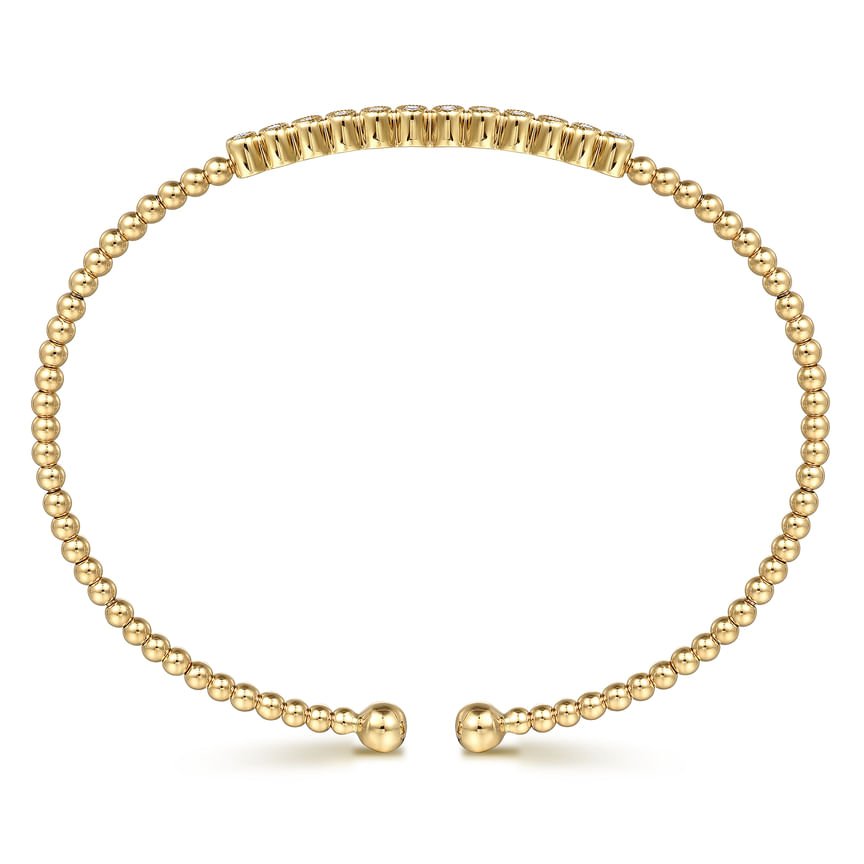 14K Yellow Gold Bujukan Bead Diamond Bangle - Everett Jewelry