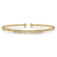 14K Yellow Gold Bujukan Bead Diamond Bangle - Everett Jewelry