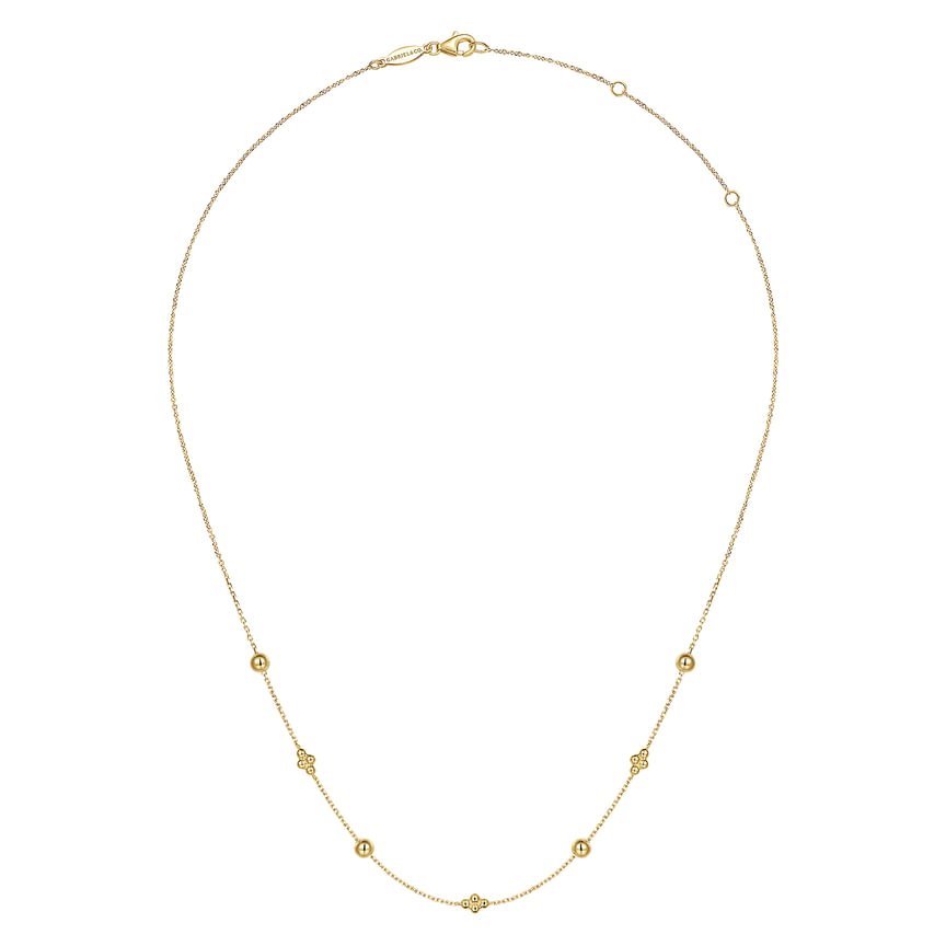 14K Yellow Gold Bujukan Bead Station Necklace - Everett Jewelry