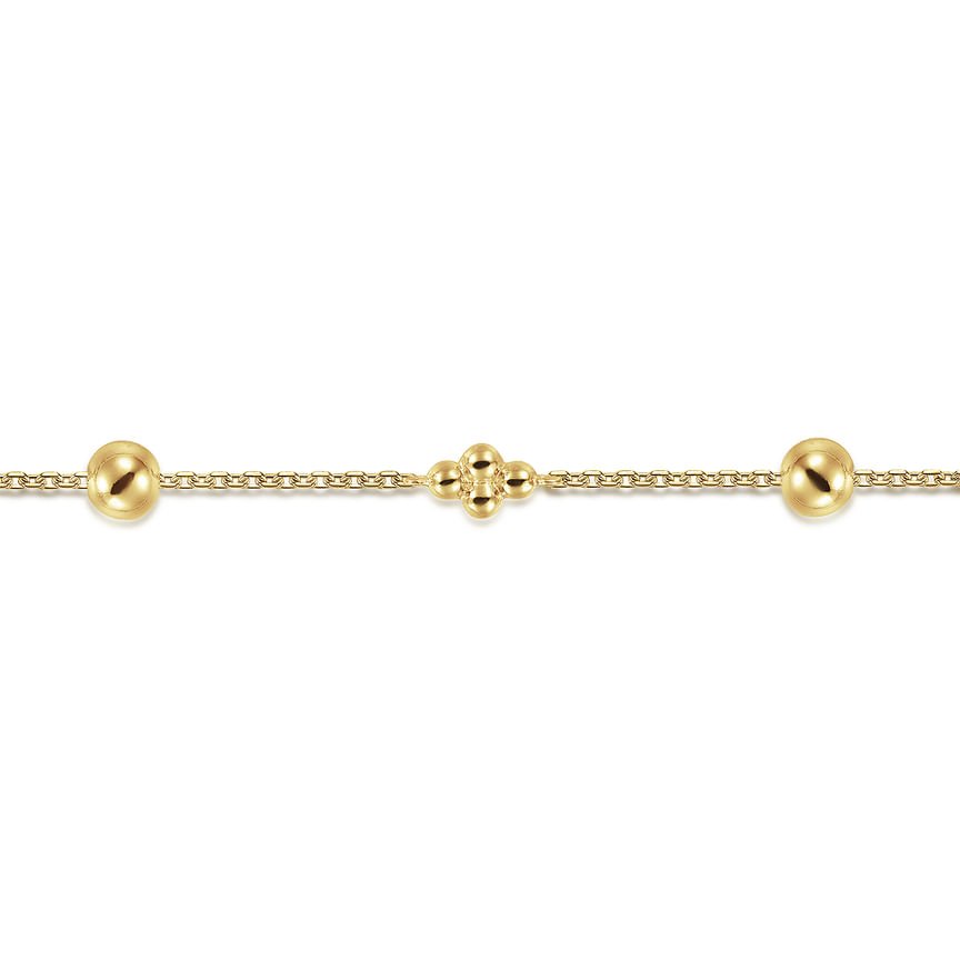 14K Yellow Gold Bujukan Beads Station Bracelet - Everett Jewelry
