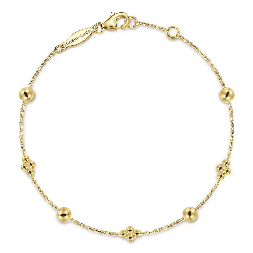 14K Yellow Gold Bujukan Beads Station Bracelet - Everett Jewelry