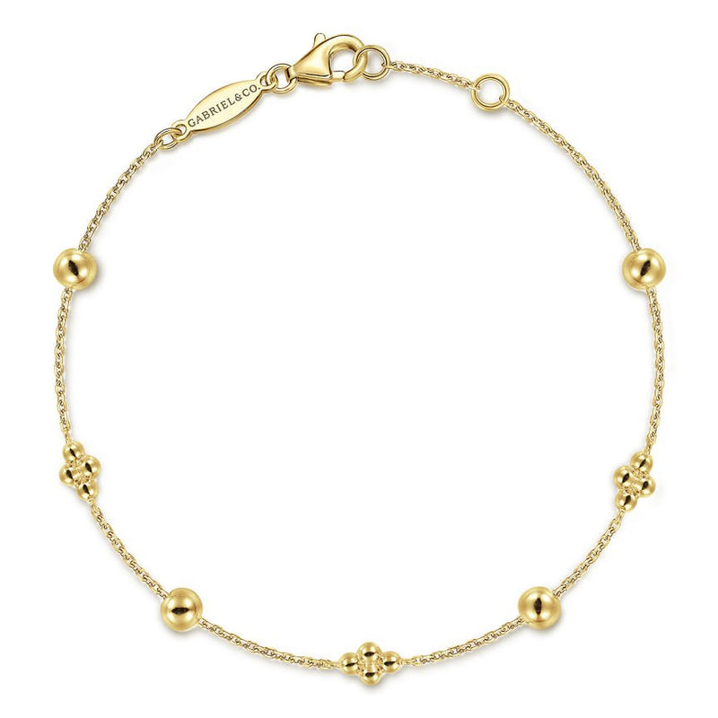 14K Yellow Gold Bujukan Beads Station Bracelet - Everett Jewelry