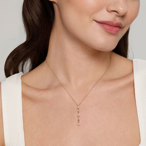 14K Yellow Gold Bujukan Diamond Bar Necklace - Everett Jewelry