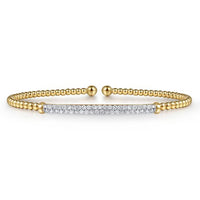 14K Yellow Gold Bujukan Diamond Bar Split Bangle - Everett Jewelry