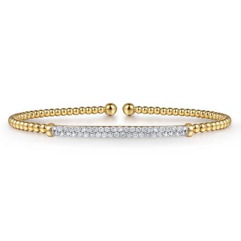 14K Yellow Gold Bujukan Diamond Bar Split Bangle - Everett Jewelry
