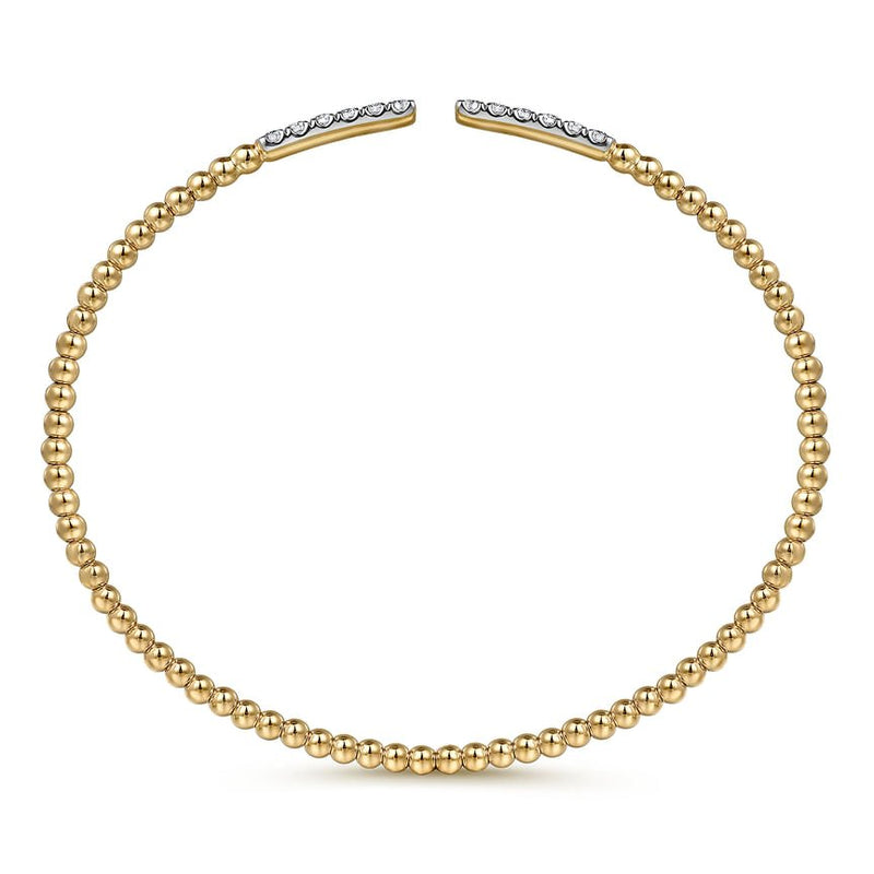 14K Yellow Gold Bujukan Diamond Bars Bangle - Everett Jewelry