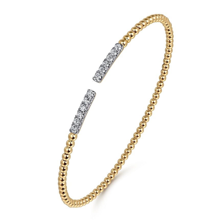 14K Yellow Gold Bujukan Diamond Bars Bangle - Everett Jewelry
