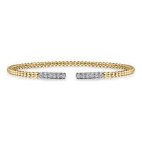 14K Yellow Gold Bujukan Diamond Bars Bangle - Everett Jewelry