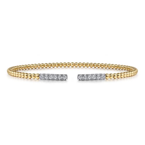 14K Yellow Gold Bujukan Diamond Bars Bangle - Everett Jewelry