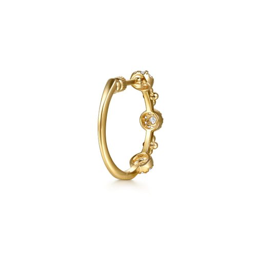 14K Yellow Gold Bujukan Diamond Cluster Classic Hoop Earrings - Everett Jewelry