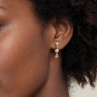 14K Yellow Gold Bujukan Diamond Cluster Classic Hoop Earrings - Everett Jewelry