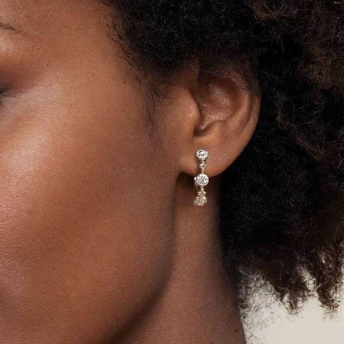 14K Yellow Gold Bujukan Diamond Cluster Classic Hoop Earrings - Everett Jewelry