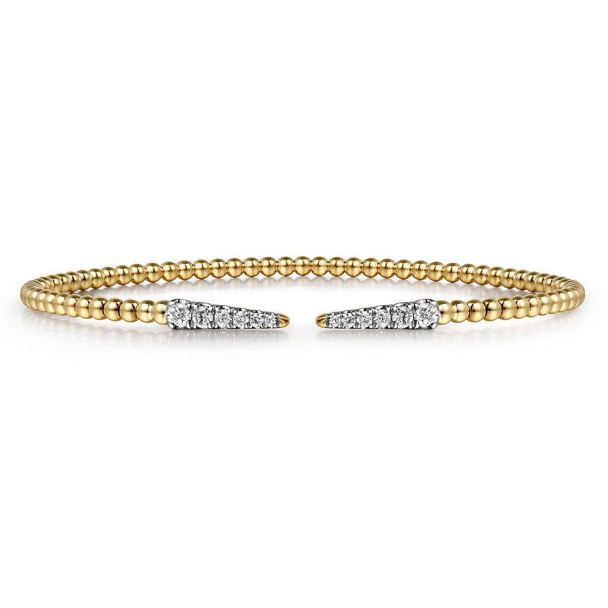 14K Yellow Gold Bujukan Diamond Spikes Split Bangle - Everett Jewelry