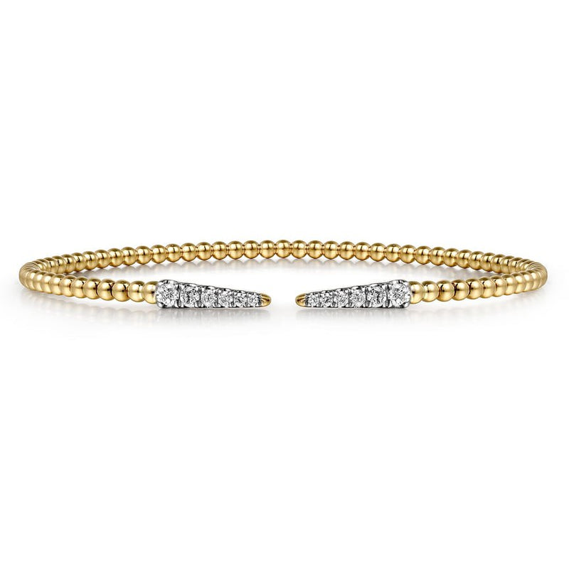 14K Yellow Gold Bujukan Diamond Spikes Split Bangle - Everett Jewelry