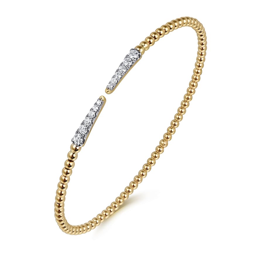 14K Yellow Gold Bujukan Diamond Spikes Split Bangle - Everett Jewelry