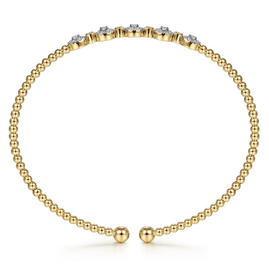14K Yellow Gold Bujukan Diamond Split Bangle - Everett Jewelry