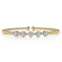 14K Yellow Gold Bujukan Diamond Split Bangle - Everett Jewelry