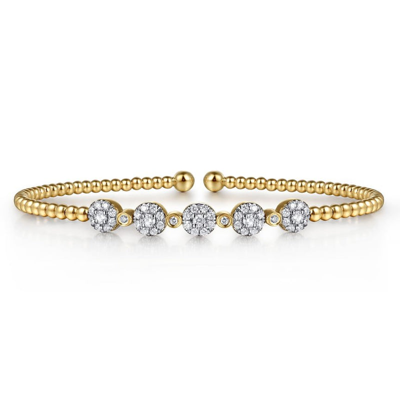 14K Yellow Gold Bujukan Diamond Split Bangle - Everett Jewelry