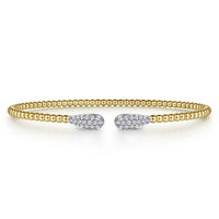 14K Yellow Gold Bujukan Diamond Teardrops Bangle - Everett Jewelry