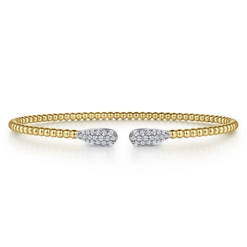 14K Yellow Gold Bujukan Diamond Teardrops Bangle - Everett Jewelry
