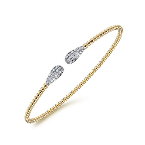14K Yellow Gold Bujukan Diamond Teardrops Bangle - Everett Jewelry