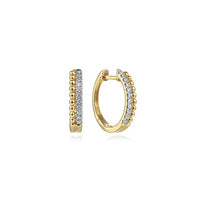 14K Yellow Gold Bujukan Pave 10mm Diamond Huggie Earrings - Everett Jewelry