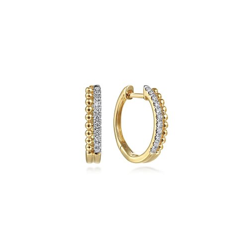 14K Yellow Gold Bujukan Pave 10mm Diamond Huggie Earrings - Everett Jewelry