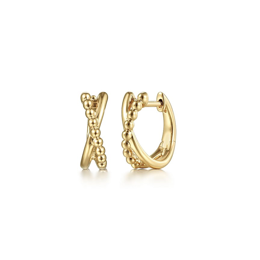 14K Yellow Gold Bujukan Twisted Huggie Earrings - Everett Jewelry