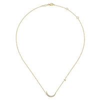 14K Yellow Gold Crescent Moon Diamond Pendant Necklace - Everett Jewelry