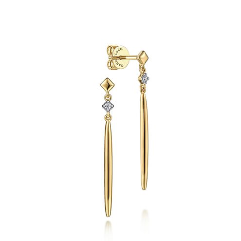 14K Yellow Gold Diamond and Spike Drop Earrings - Everett Jewelry