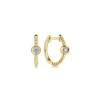 14K Yellow Gold Diamond Bujukan Huggie Earrings - Everett Jewelry