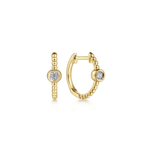 14K Yellow Gold Diamond Bujukan Huggie Earrings - Everett Jewelry