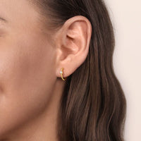 14K Yellow Gold Diamond Bujukan Huggie Earrings - Everett Jewelry