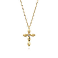 14K Yellow Gold Diamond Cross Necklace - Everett Jewelry