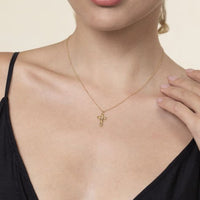 14K Yellow Gold Diamond Cross Necklace - Everett Jewelry
