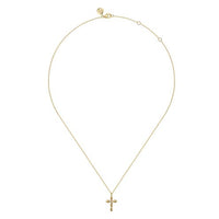 14K Yellow Gold Diamond Cross Necklace - Everett Jewelry